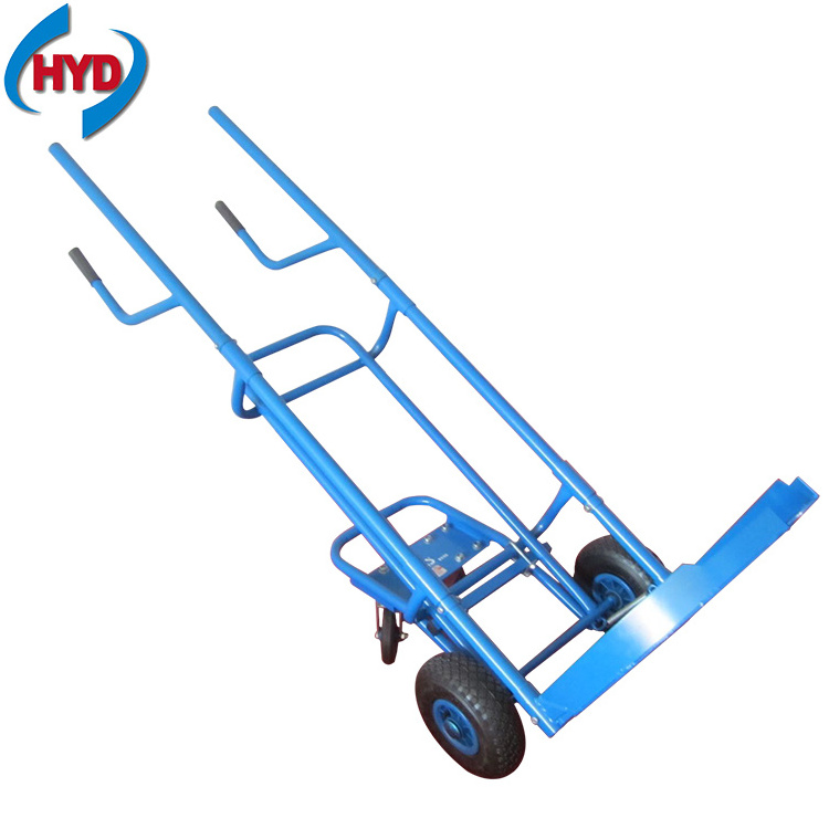 HT8188 Tire Transport Cart 150 Kg Steel Tube Hand Sack Truck Trolley With Double Handle