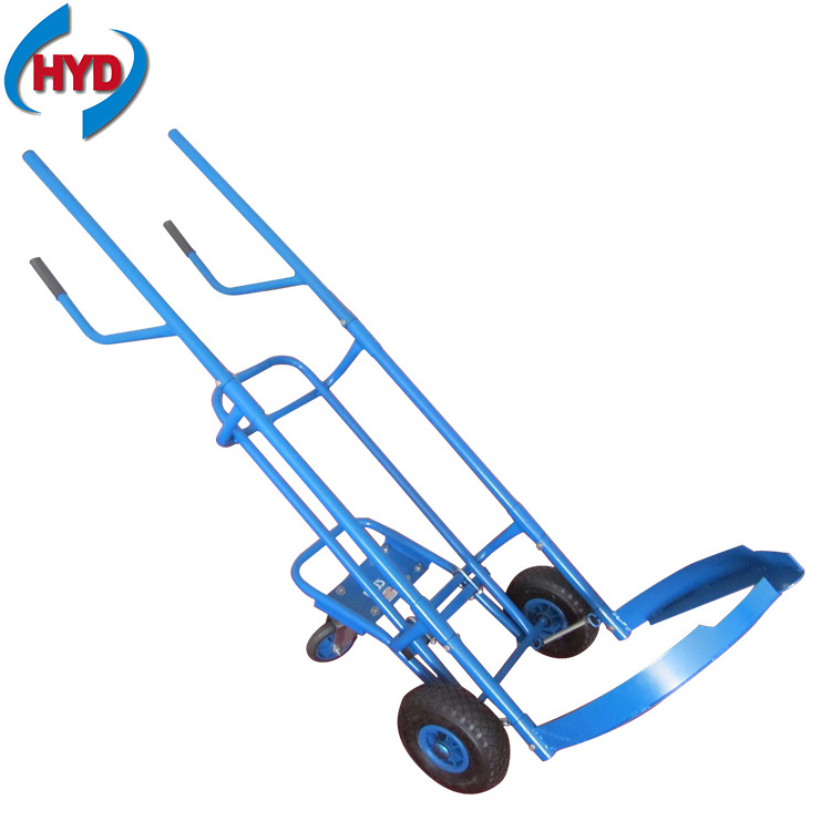 HT8188 Tire Transport Cart 150 Kg Steel Tube Hand Sack Truck Trolley With Double Handle