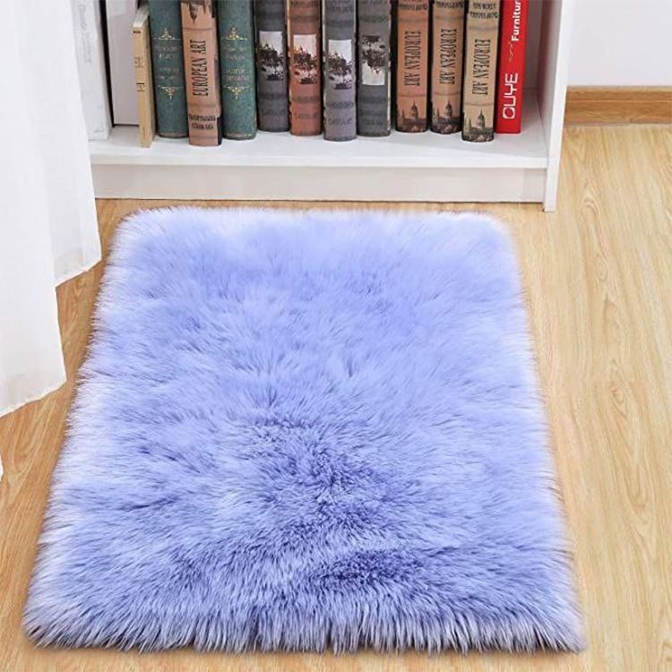 Wholesale Faux Fur Living Room Black Carpet High Quality Faux Fur Mats Rugs Carpet For Bedroom Chair Couch Cover Blue Carpet