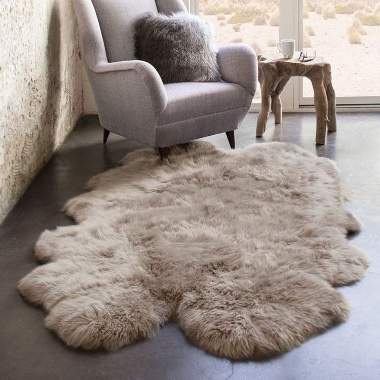 Wholesale Faux Fur Living Room Black Carpet High Quality Faux Fur Mats Rugs Carpet For Bedroom Chair Couch Cover Blue Carpet