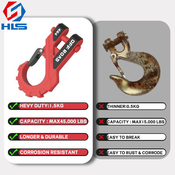 HLS Red G80 Forged Eye Slip 20T Winch Hook with Isolator 3/8