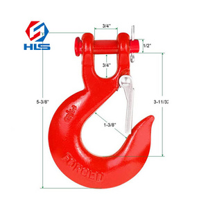 HLS Grade 70 Forged Alloy Steel Towing Winch Hook Clevis Slip Hook With Safety Latch