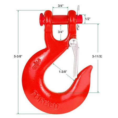 HLS Grade 70 Forged Alloy Steel Towing Winch Hook Clevis Slip Hook With Safety Latch