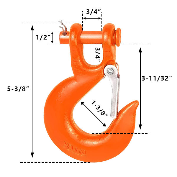 HLS Marine Grade Rigging Hardware Crane  Hooks Heavy Duty Clevis Slip Hook with Safety Latch