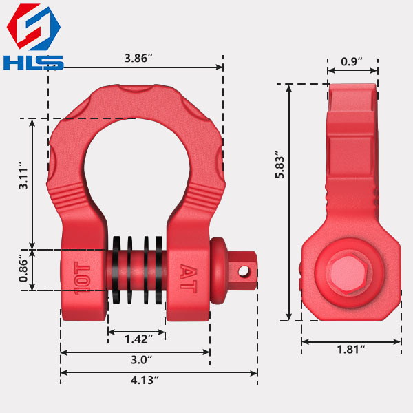 shackle body 45# carbon steel  hot dip bow 10Ton towing shackle with 35T Breaking  Strength