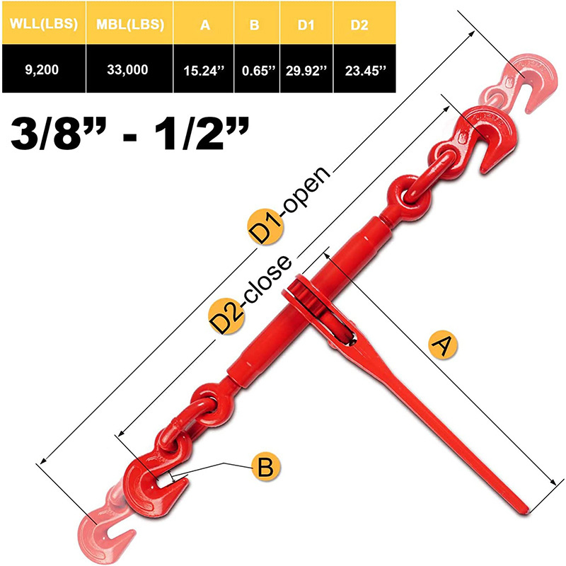 China Ratchet Binder US Standard Load Binders with Safety Latch for Chain