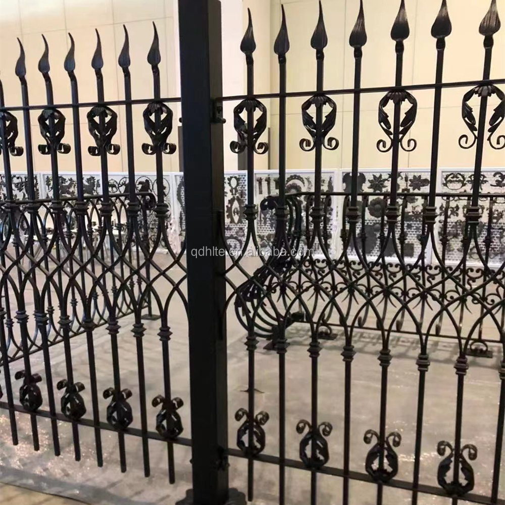 HLT brand China factory supply Europe style wrought iron fence, iron garden fence balcony steel panels for sale