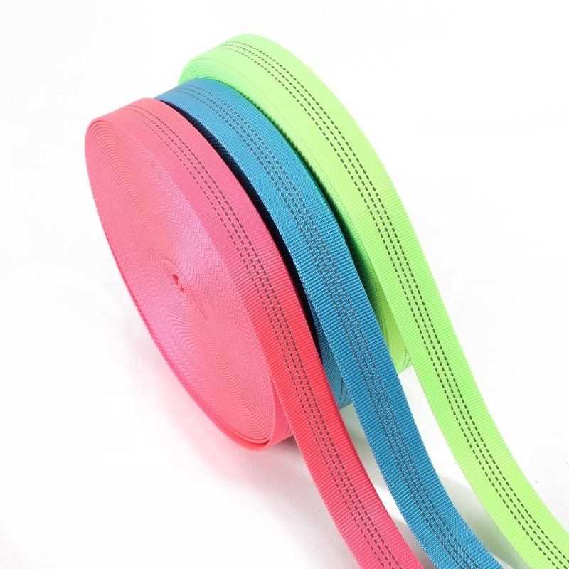 wholesale 1'' nylon webbing double layers hollow tubular reflective strap for traction pet dog leash