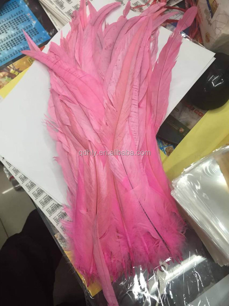 Wholesale 30-40cm bright pink rooster tail feathers