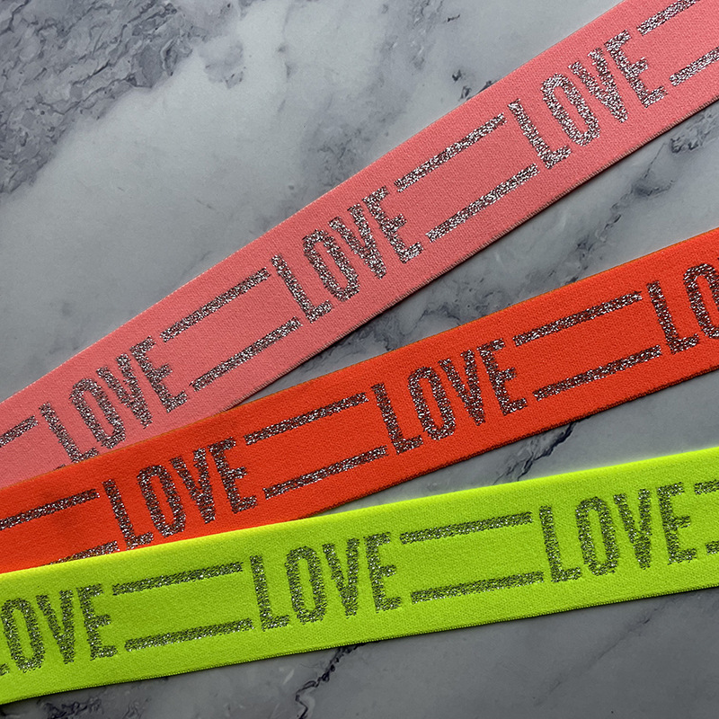 Wholesale high quality neon colors jacquard glitter elastic band for underwear