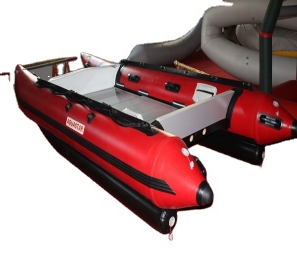 (CE) pvc red12ft inflatable catamaran boat high speed boat for sale