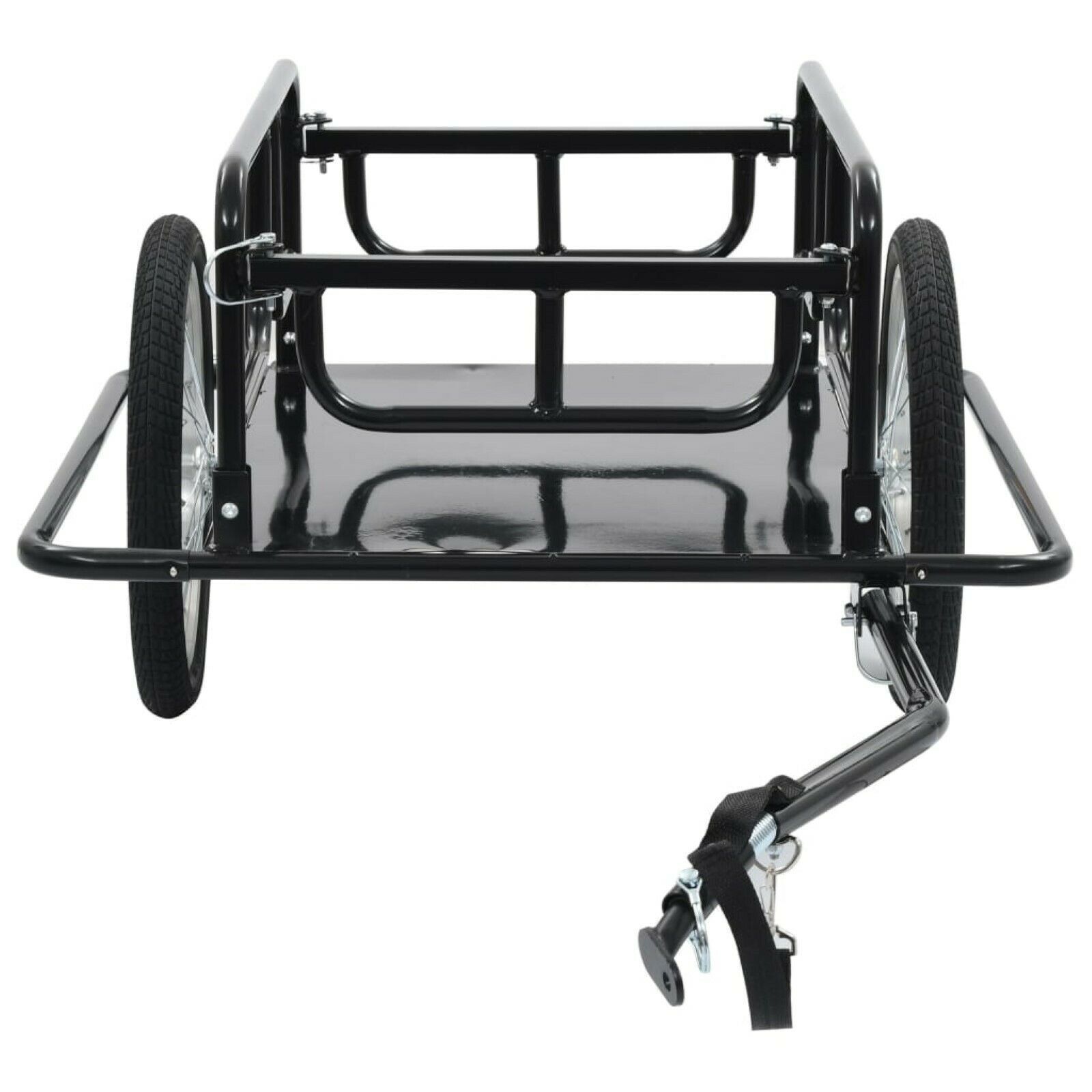 Storage Bike Trailer Foldable Travel Carrier with Reflectors Rubber Wheels Black