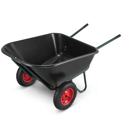 Two wheel wheelbarrow with 300L plastic bowl Strong and stable steel horse feed construction tools