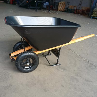 Large Plastic bucket 10ft Dual tyre 4.80/4.00-8 pneumatic wheel wooden handle Wheelbarrow