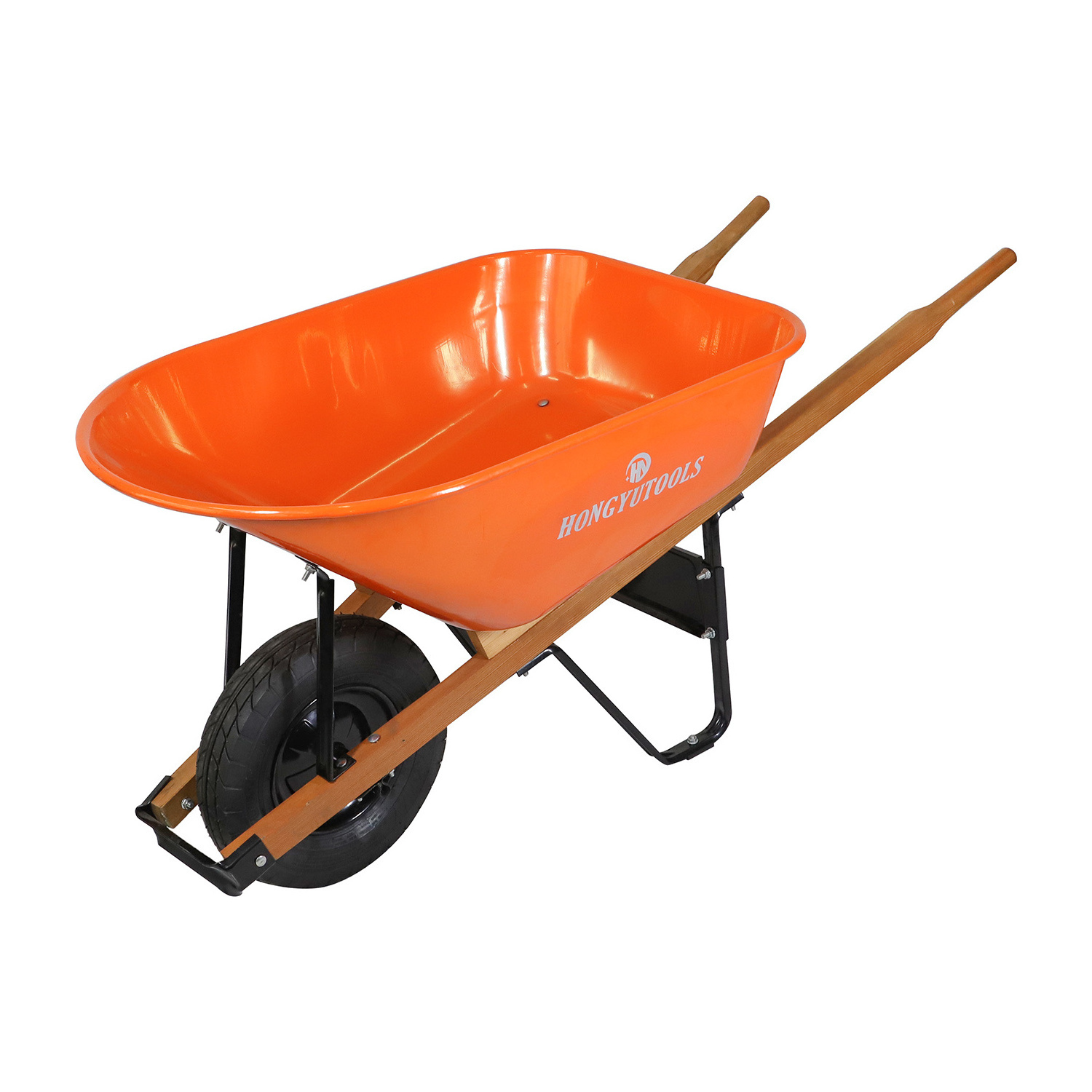 6 Cu. Ft Deluxe Steel Tray Wheelbarrow, with Wood Handles