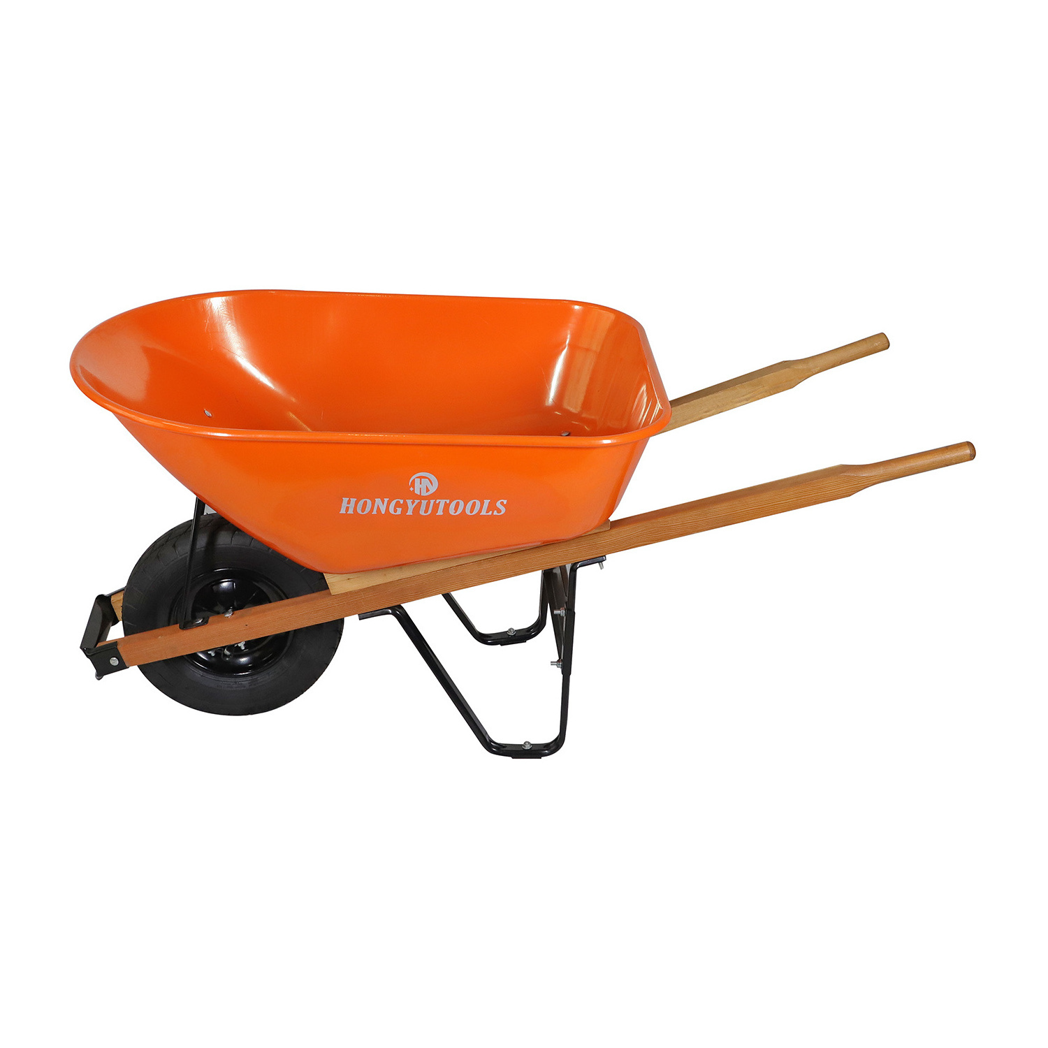 6 Cu. Ft Deluxe Steel Tray Wheelbarrow, with Wood Handles