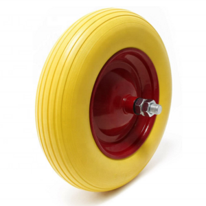 wheelbarrow PU wheel 3.50-8 tires solid rubber polyurethane thru-axle puncture-proof