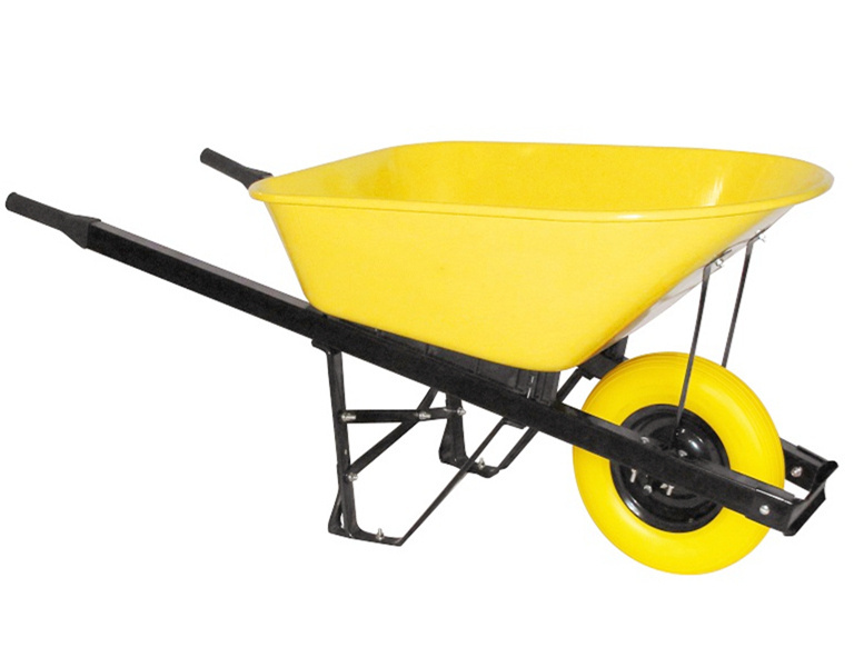 6 Cu. Ft. Landscaper/Contractor Wheelbarrow with Steel Tray and Flat Free Tire