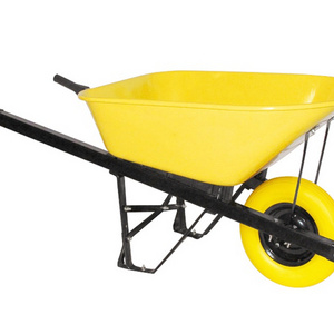 6 Cu. Ft. Landscaper/Contractor Wheelbarrow with Steel Tray and Flat Free Tire