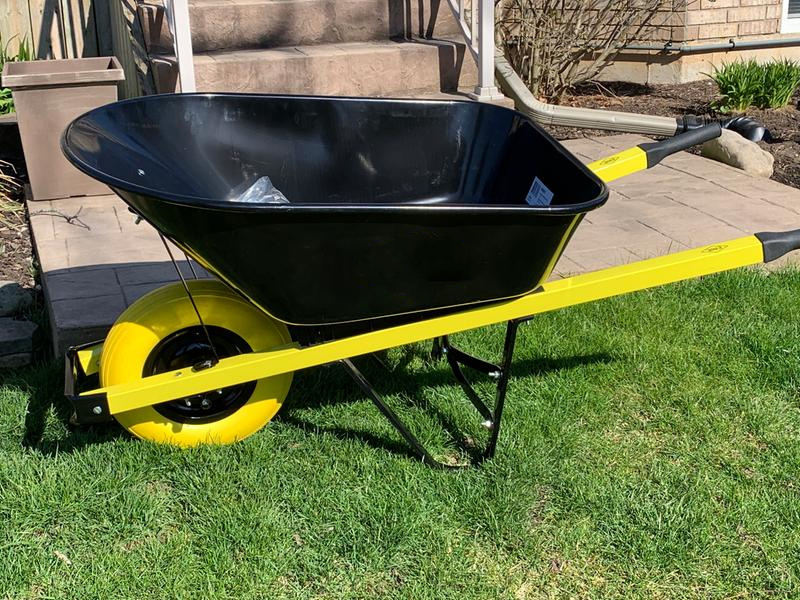 6 Cu. Ft. Landscaper/Contractor Wheelbarrow with Steel Tray and Flat Free Tire