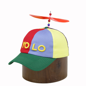 Custom Promotional Soft 6 Panel  Multi Color Kids Children cap with propeller Baseball Cap