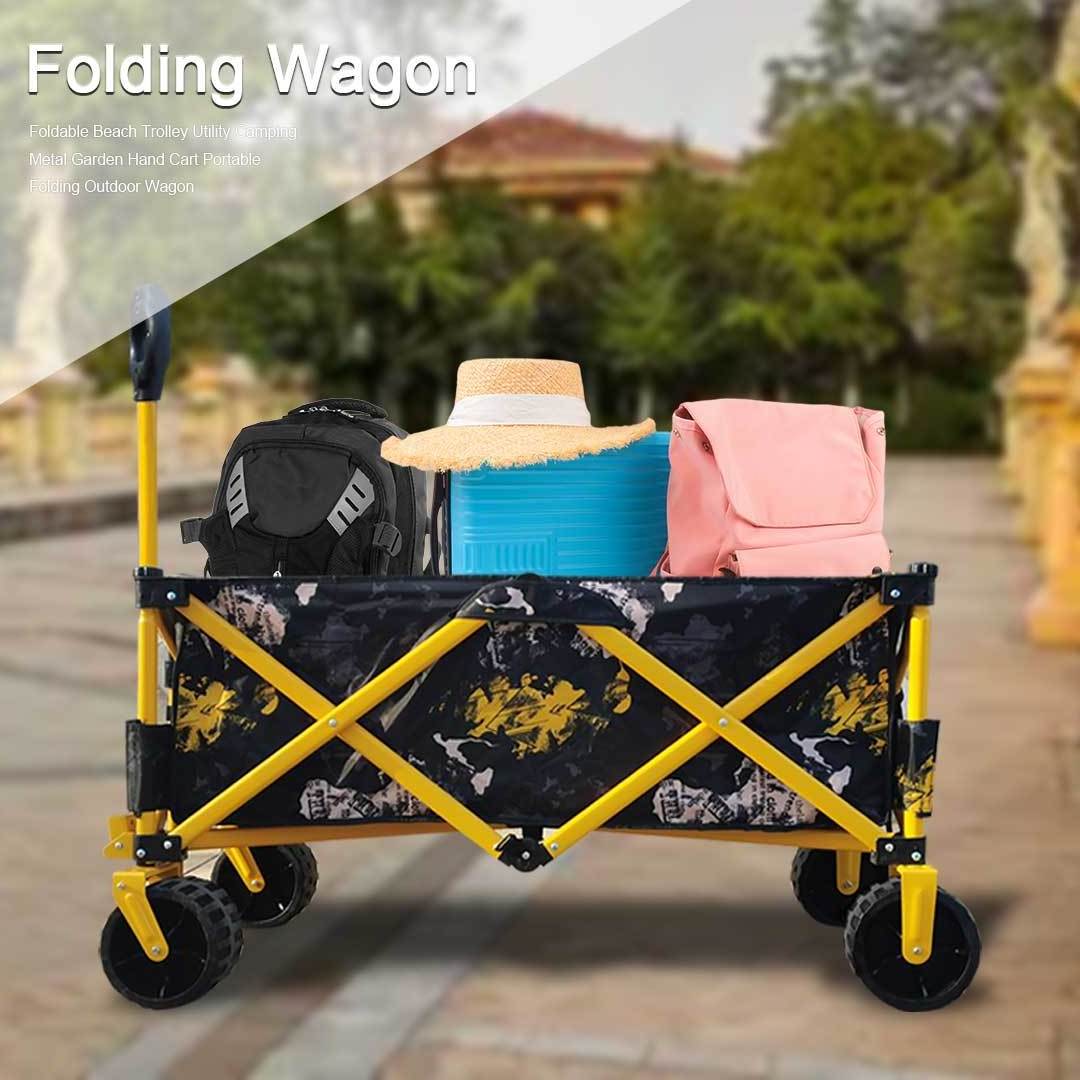 Collapsible Utility Wagon Hand Wagon Heavy Duty Folding Wheel Trolley Cart for Beach Camping wagon