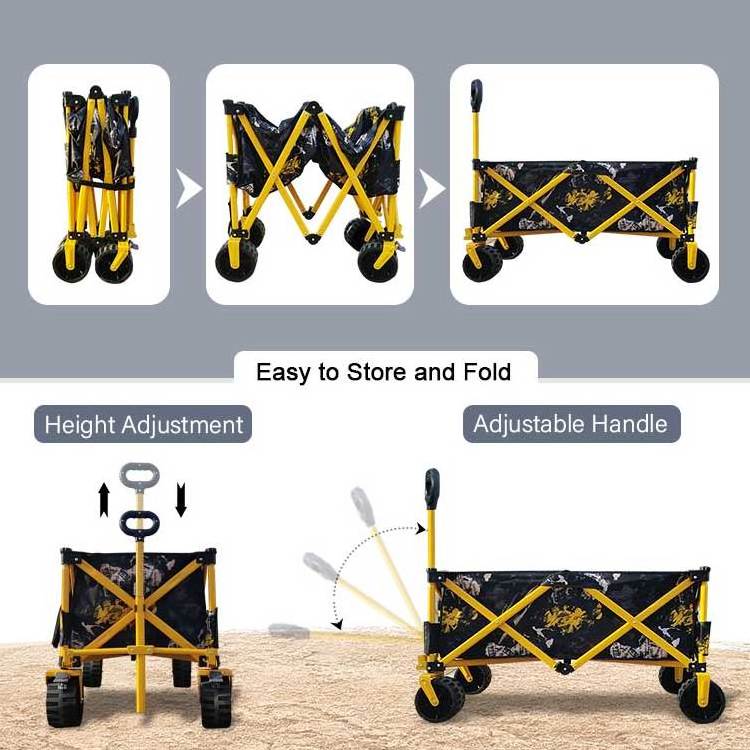 Collapsible Utility Wagon Hand Wagon Heavy Duty Folding Wheel Trolley Cart for Beach Camping wagon