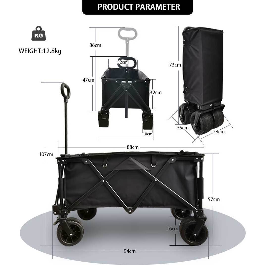 trolley cart camping folding wagon 300 pound capacity 4 wheel garden tool folding wagon with seats