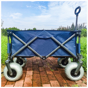 Heavy Duty Collapsible Foldable Beach Cart with Balloon Wheels for Sand Garden Wagon Camping Beach Wagon with Balloon Tires