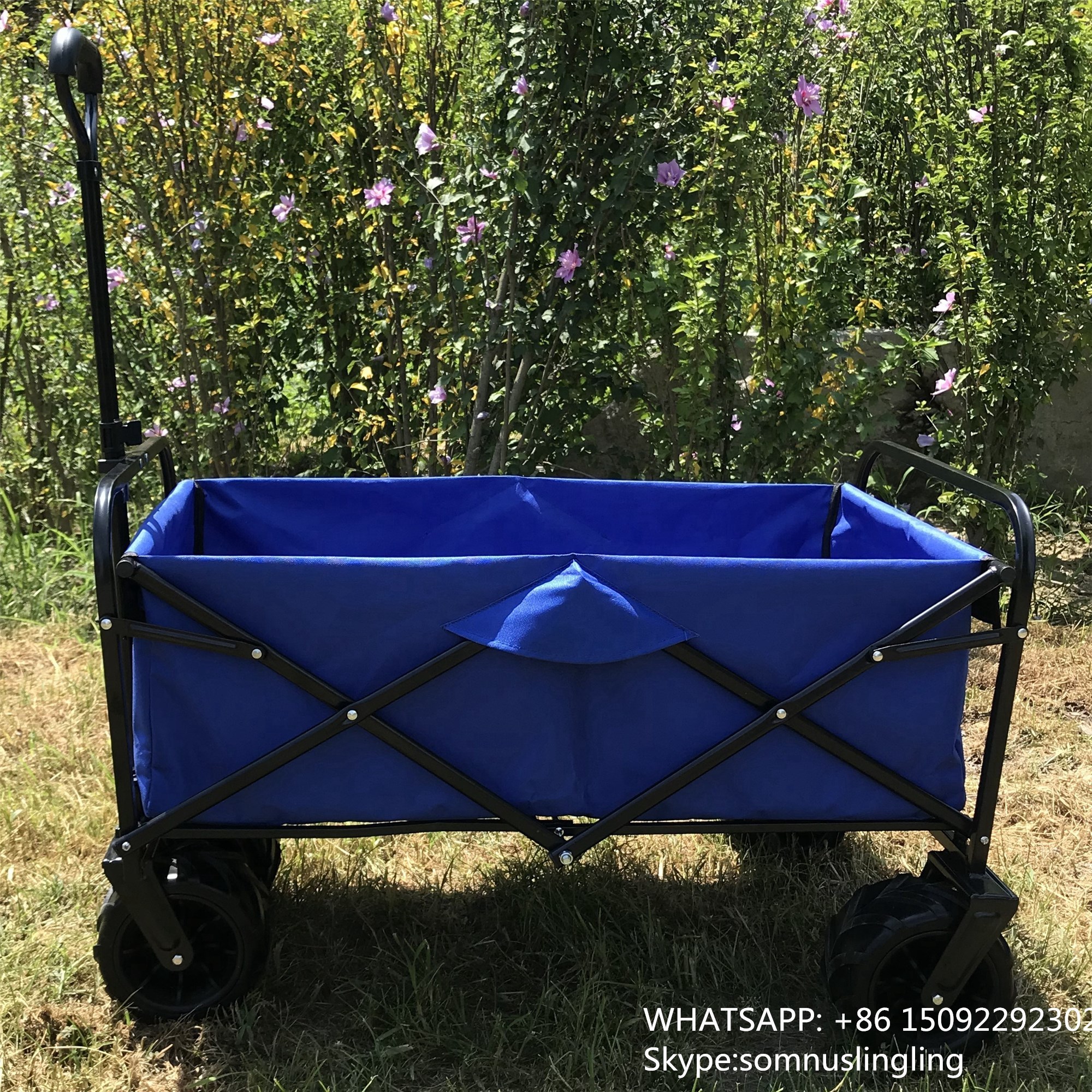 Folding Wagon Cart PVC 8x1.75inch Wheel with Tools Collapsible Outdoor Utility Wagon Heavy Duty Beach Garden 1pc/carton FW3015Z