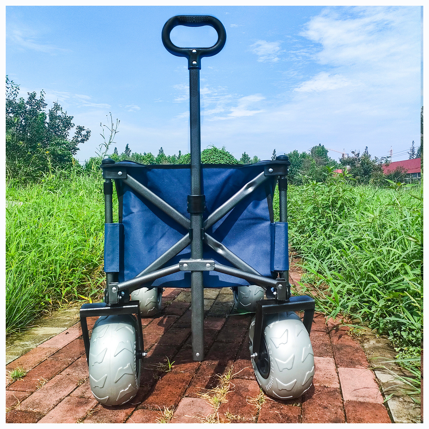 Heavy Duty Collapsible Foldable Beach Cart with Balloon Wheels for Sand Garden  Camping Beach Wagon with Balloon Tires