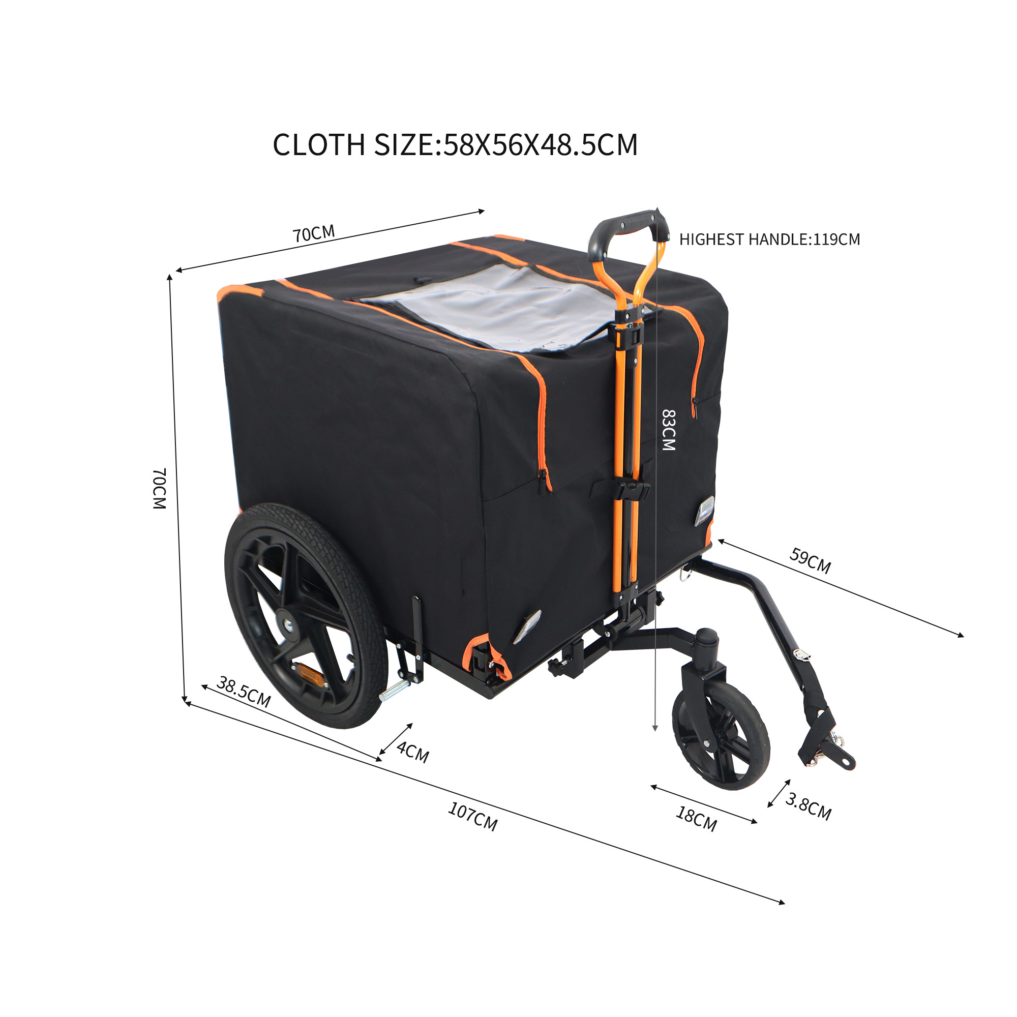 2 in 1 Bike Pet Trailer Foldable Camper Heavy Duty Bike Trailer For Pet Dog Carts