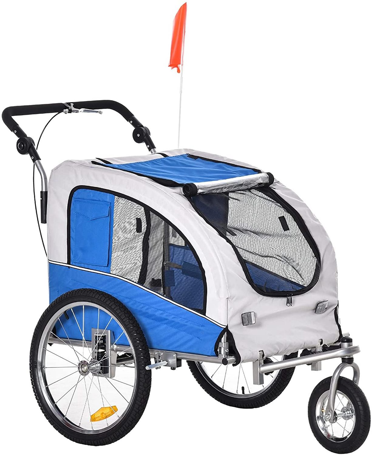 360 Swivel Wheel Reflectors Flag  Dog Bike Trailer 2-in-1 Pet Stroller Cart Bicycle Wagon Cargo Carrier