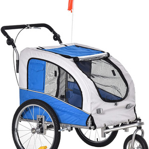 360 Swivel Wheel Reflectors Flag  Dog Bike Trailer 2-in-1 Pet Stroller Cart Bicycle Wagon Cargo Carrier