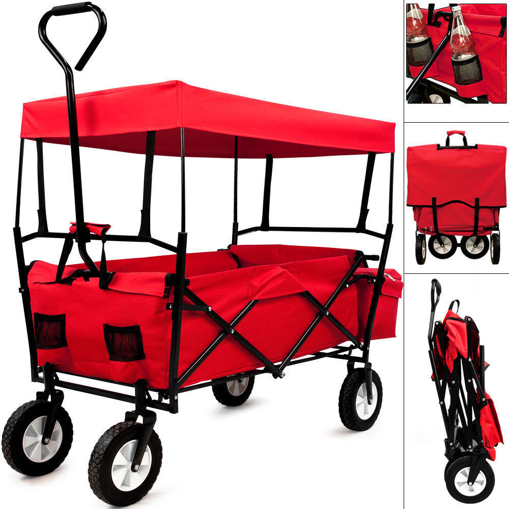 Bollerwagen Handwagen faltbar Heavy Duty collapsible folding outdoor utility wagon with canopy