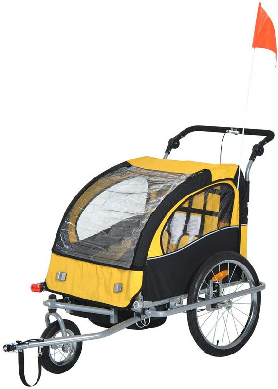 Dog Bike Trailer 2-in-1 Pet Stroller Cart Bicycle Wagon Cargo Carrier Attachment for Travel