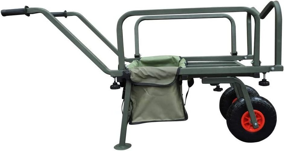 Two Wheel Folding Barrow Cart with Bag Adjustable Legs Heavy Duty Collapsible Wheeled Transporter Fishing Trolley