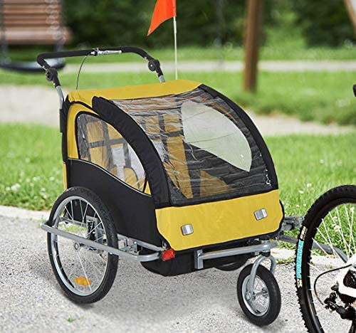 Dog Bike Trailer 2-in-1 Pet Stroller Cart Bicycle Wagon Cargo Carrier Attachment for Travel