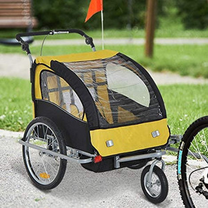 Dog Bike Trailer 2-in-1 Pet Stroller Cart Bicycle Wagon Cargo Carrier Attachment for Travel