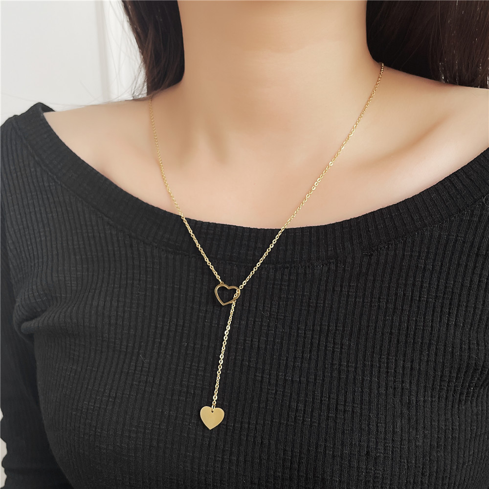 SISSLIA Romantic Hollow Heart Choker Necklaces for Couple Gold Plated Alloy Love Heart Pendant Necklaces