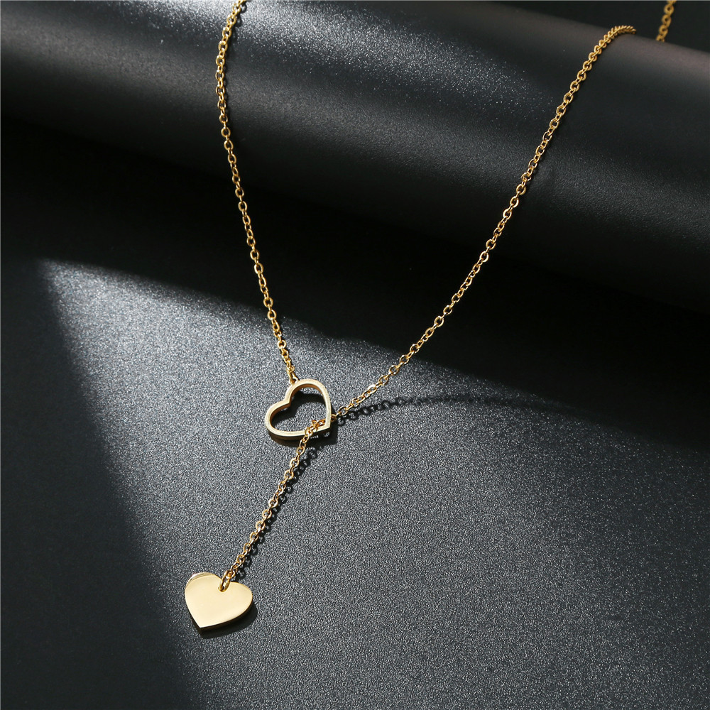 SISSLIA Romantic Hollow Heart Choker Necklaces for Couple Gold Plated Alloy Love Heart Pendant Necklaces