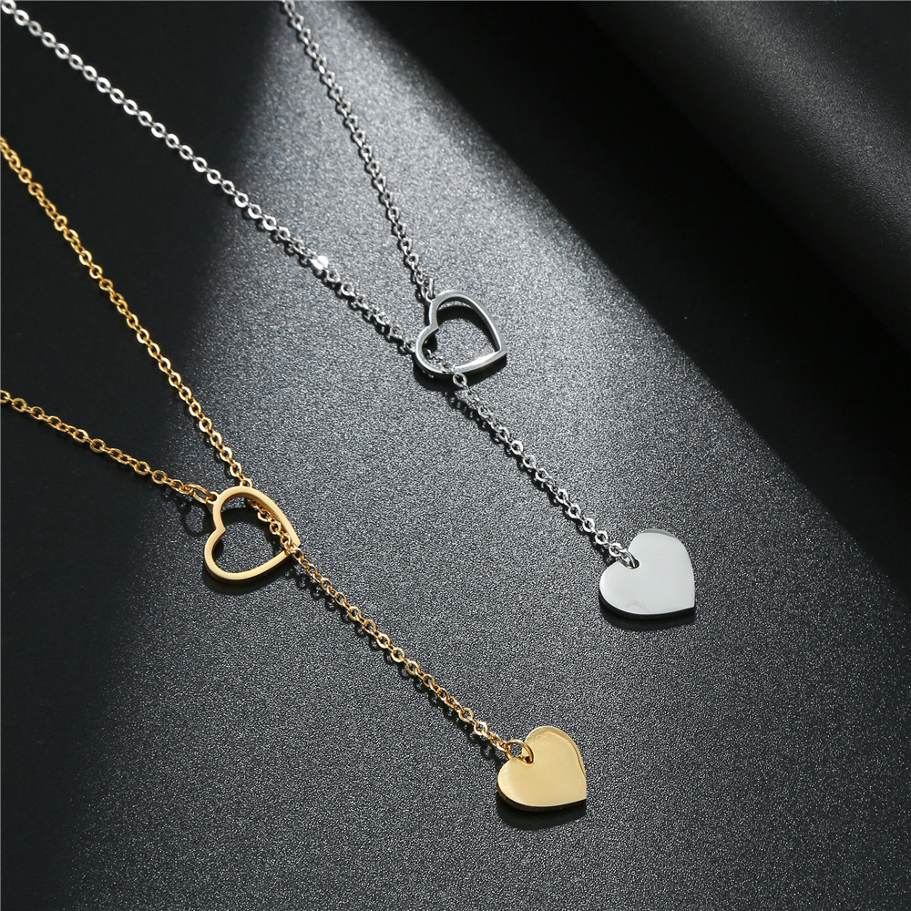 SISSLIA Romantic Hollow Heart Choker Necklaces for Couple Gold Plated Alloy Love Heart Pendant Necklaces