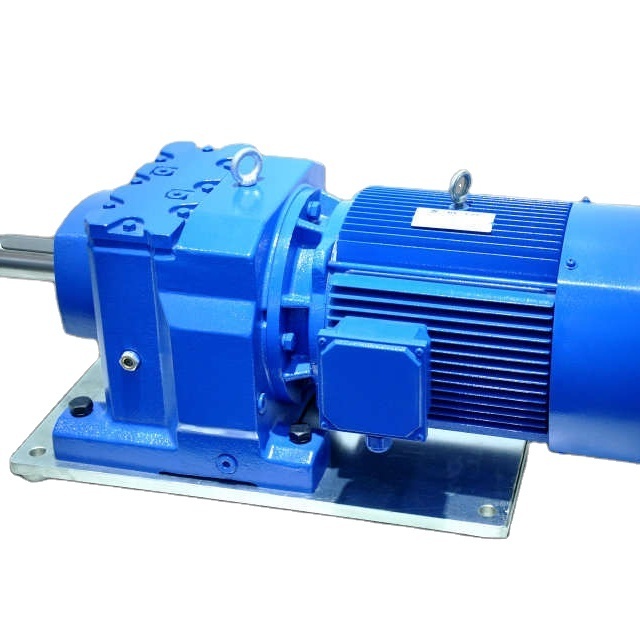 High quality R series rigid tooth flank R57 Helical gear reducer with Motor for driving equipment