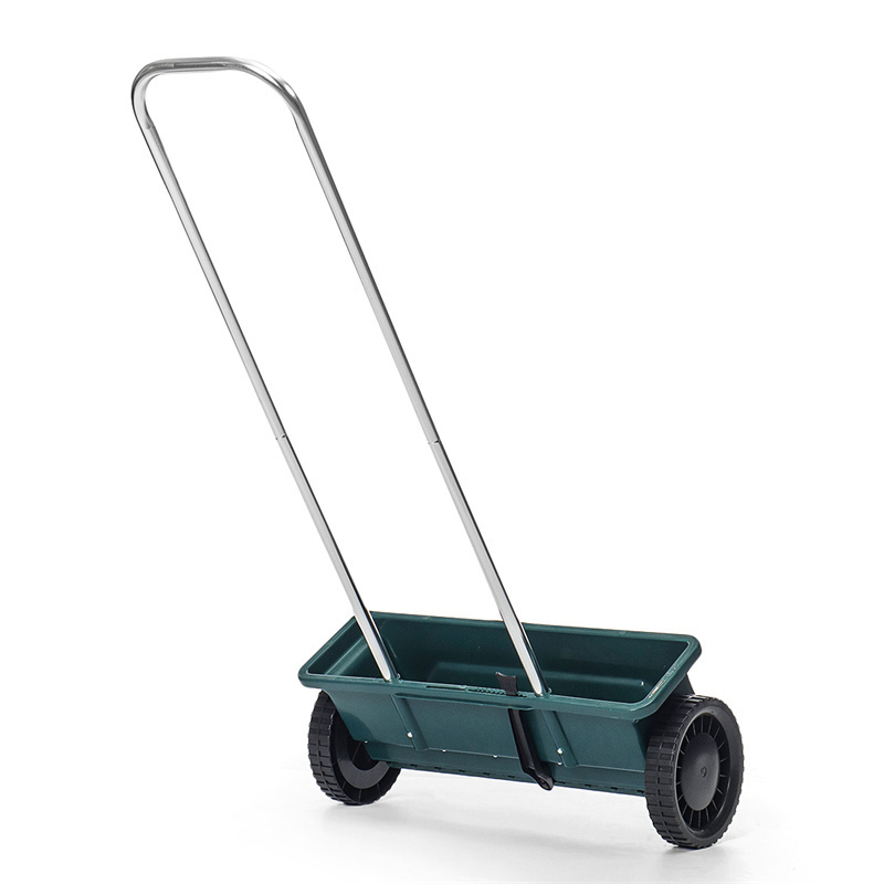 Plastic Hand Held Garden Seed Spreader Tool Cart for Fertilizer Green Environmental Color