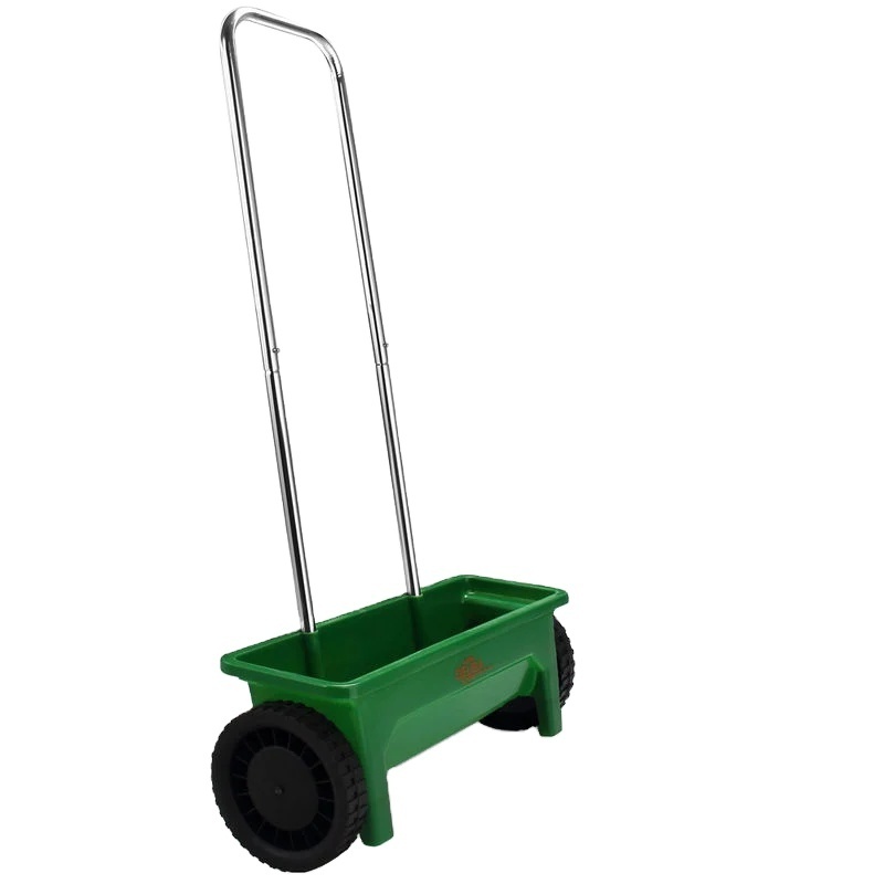 Plastic Hand Held Garden Seed Spreader Tool Cart for Fertilizer Green Environmental Color