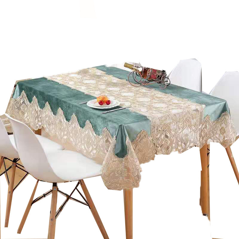 American Style Lace Rectangular Tablecloths and runners wedding velvet tablecloths with Macrame Border table cloths