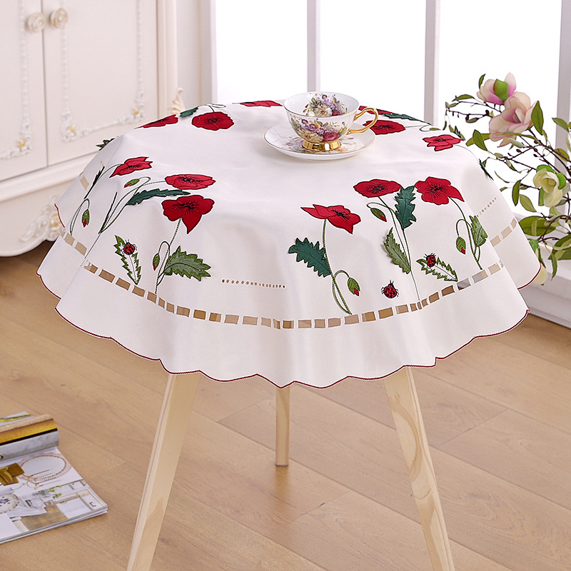 White round vinyl wedding lace christmas embroidered tablecloth for sale