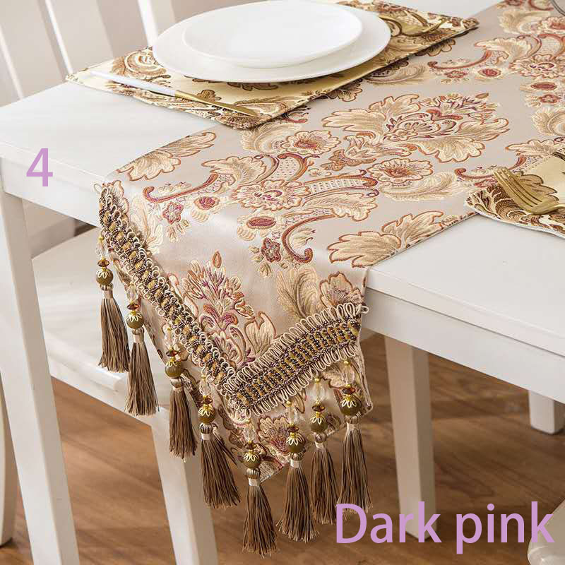 Luxury 100% Jacquard tassel triangle   christmas table runner  for dinning decoration wedding party