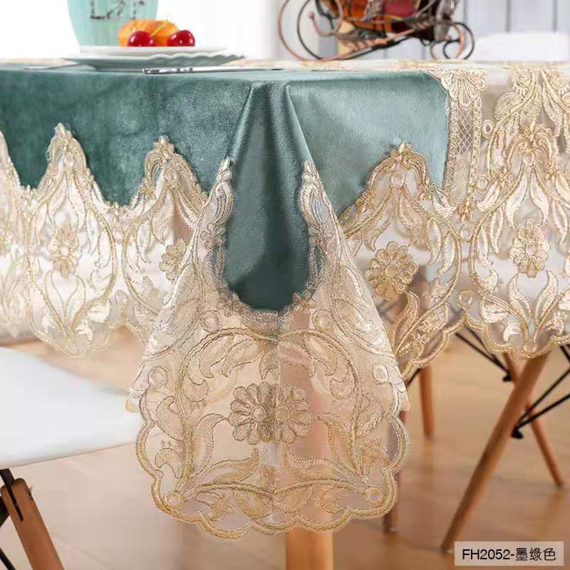 American Style Lace Rectangular Tablecloths and runners wedding velvet tablecloths with Macrame Border table cloths