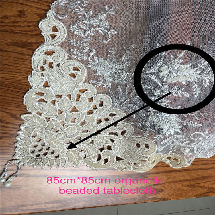 White  christmas  heavy beaded lace  embroidery table runners and placemats